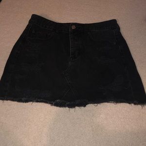 Black Ripped Jean Skirt